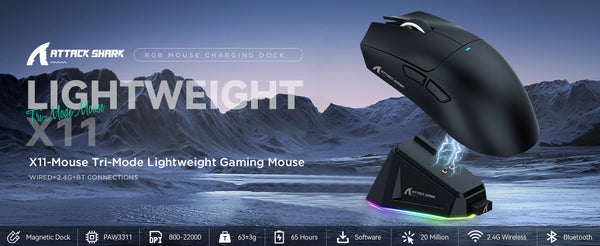 ATTACK SHARK X11 Lightweight Wireless Gaming Mouse with RGB